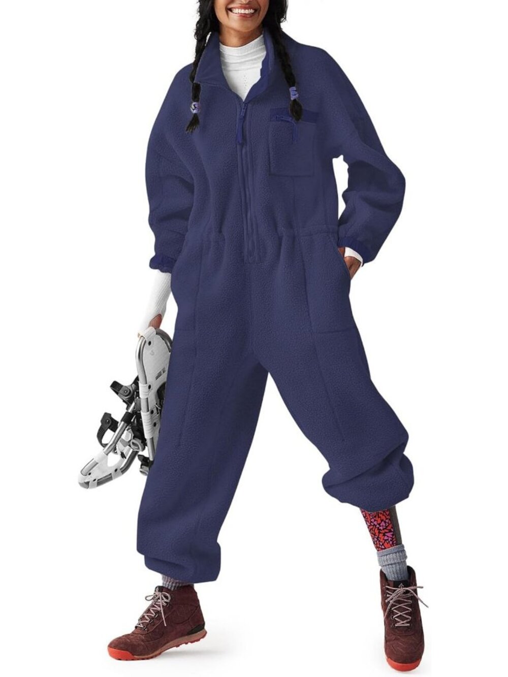 Cozy Women's Fleece Jumpsuit - Warm Winter Onesie for Skiing & Snow Fun